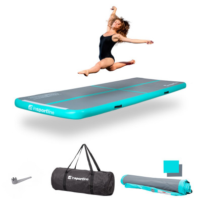 Килимок надувний Airtrack inSPORTline Airstunt 300x100x10 см, сіро-бірюзовий