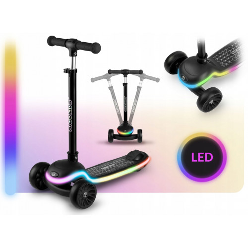 Дитячий самокат триколісний Ricokids Leddi чорний