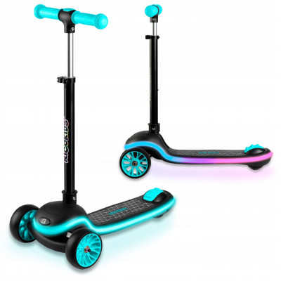 Дитячий самокат триколісний Ricokids Leddi чорно-бірюзовий