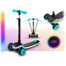 Дитячий самокат триколісний Ricokids Leddi чорно-бірюзовий