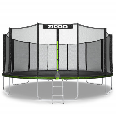 Батут Zipro Jump Pro з зовнішньою сіткою 16 футів 496 см чорно-зелений
