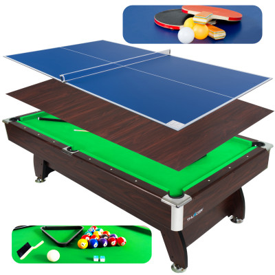 Більярдний стіл THUNDER 7FT BOLD-BROWN з покриттям для пінг-понгу/обіднього столу, 214 х 122 х 81 см