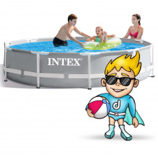 Басейн каркасний 15в1 INTEX 26702, 305 х 76 см + машина для створення бульбашок