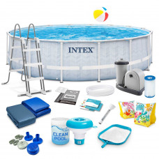 Басейн каркасний 17в1 INTEX 26746, 488 х 122 см, біло-синій