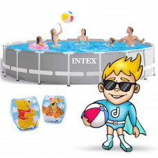 Басейн каркасний 21в1 INTEX 26732, 549 х 122 см, сірий