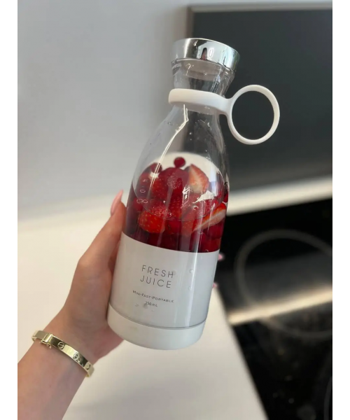 Портативний бездротовий міні блендер для смузі Prime Sport FRESH JUICE 350 мл, білий