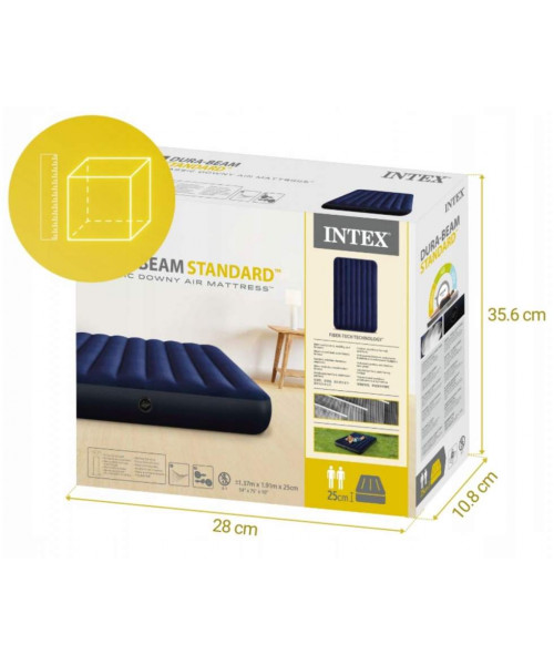 Матрац надувний Intex 64758 191x137x25 см, синій