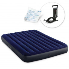 Матрац надувний Intex 64759 - 68612 з насосом 203 х 152 см, чорно-синій