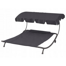 Лежак двомісний HG04786, 198 х 180 х 36,5 см - чорний