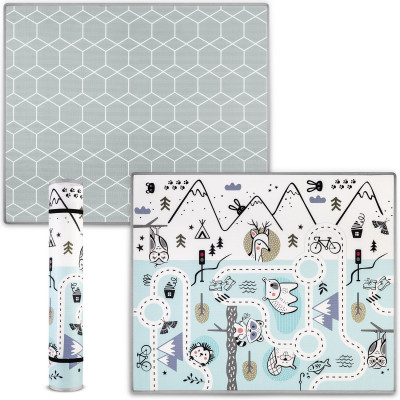 Килимок розкладний дитячий 180 x 150 x 1,5 см Nukido NK-342 Ліс-Геометрія блакитний