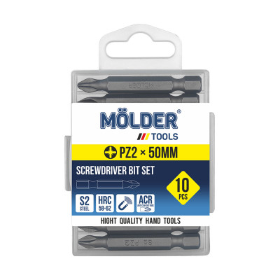 Набір біт Molder PZ2x50мм 10шт Набір біт Molder PZ2x50мм 10шт