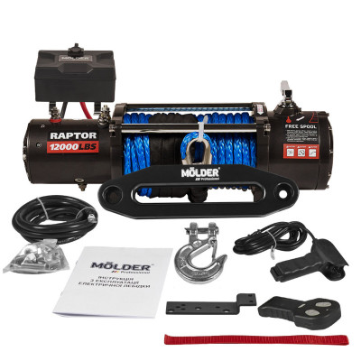 Лебідка Molder Raptor 12000lbs (6.0hp/4.4kw; 265:1) синтетичний трос