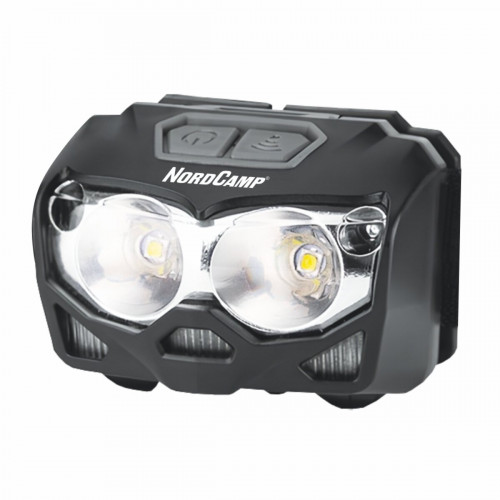 Ліхтар налобний Nord Camp 500Lm, 2x5W CREE XTG, 1200mAh/3xAAA, з сенсором білий/червоний Ліхтар налобний Nord Camp 500Lm, 2x5W CREE XTG, 1200mAh/3xAAA, з сенсором білий/червоний