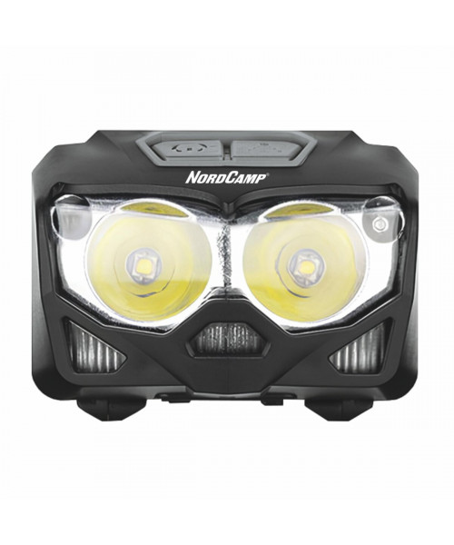 Ліхтар налобний Nord Camp 500Lm, 2x5W CREE XTG, 1200mAh/3xAAA, з сенсором білий/червоний