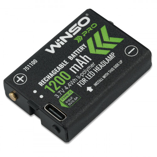 Акумулятор Winso Li-ion 1200mAh Type C для налобних ліхтарів
