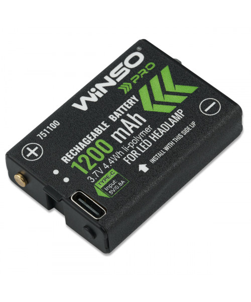Акумулятор Winso Li-ion 1200mAh Type C для налобних ліхтарів