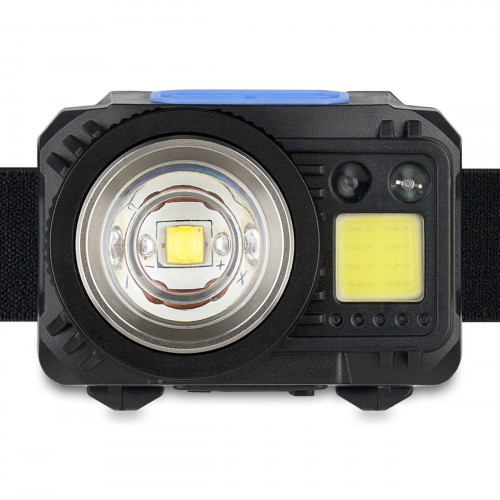 Ліхтар налобний Brevia 500Lm, 3W CREE XPG+COB, 1200mAh/3xAAA, Zoom, з сенсором білий/червоний