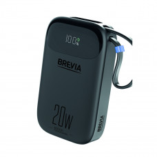 Повербанк (Power Bank) Brevia ePower 10000mAh PD20W CompactMini LCD чорний + кабель