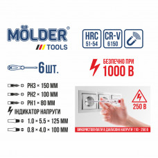 Набір викруток Molder діелектричних VDE 1000В 6шт
