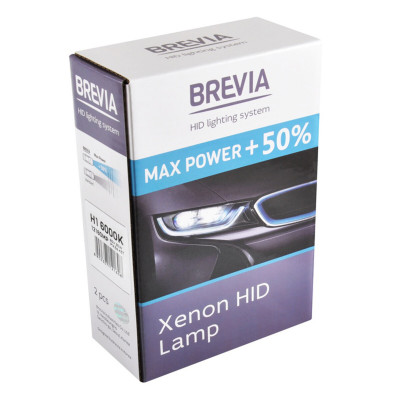 Ксенонова лампа Brevia H1 +50%, 6000K, 85V, 35W P14.5s KET, 2шт