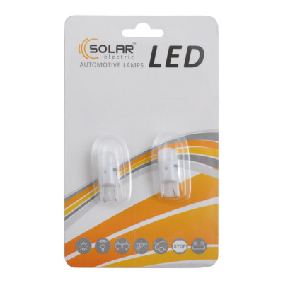 Автолампа Solar LED 12V T10 W2.1x9.5d SMD 1,5W white 2шт
