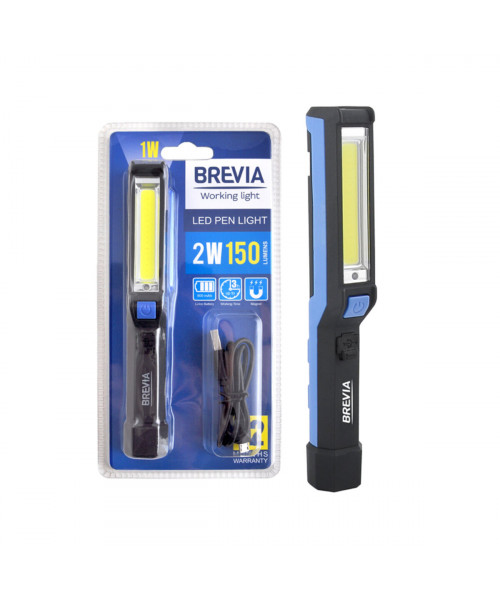 Ліхтар інспекційний Brevia LED Pen Light 2W COB+1W LED 150lm 900mAh microUSB
