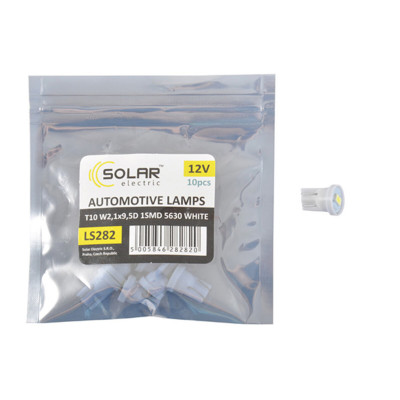 Автолампа Solar LED 12V T10 W2.1x9.5d 1SMD 5630 white 10шт