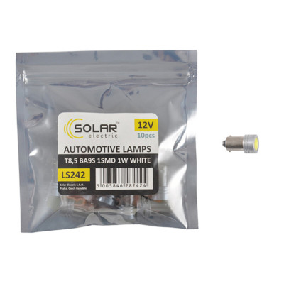 Автолампа Solar LED 12V T8.5 BA9s 1SMD 1W white 10шт