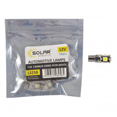 Автолампа Solar LED 12V T10 W2.1x9.5d Canbus 5SMD 5050, white 10шт Автолампа Solar LED 12V T10 W2.1x9.5d Canbus 5SMD 5050, white 10шт
