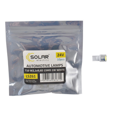 Автолампа Solar LED 24V T10 W2.1x9.5d SMD 1W, white 10шт