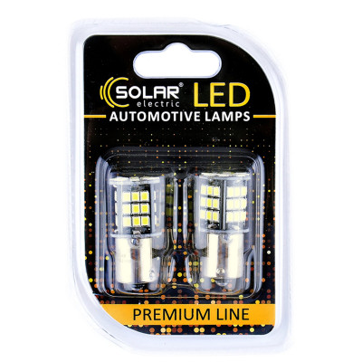 LED автолампа Solar 12V S25 BA15s 48SMD white, 2шт