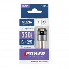 LED автолампа Brevia Power P21W 330Lm 6x3020SMD 12/24V CANbus, 2шт