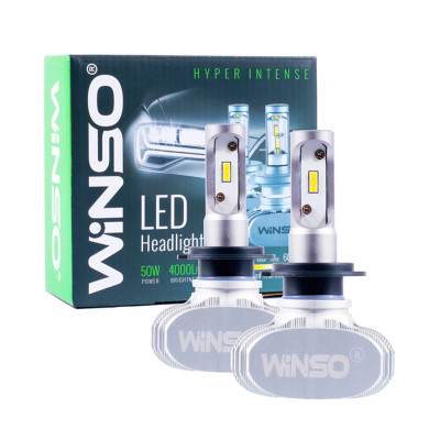 Автолампа Winso LED H7 12/24V 6000К 4000Lm 50W CSP Cree Chip 19х19, 2шт