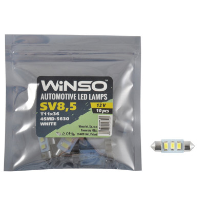 Автолампа Winso LED 12V SMD SV8.5 T11x36, 10шт 127500