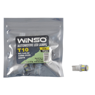 Автолампа Winso LED 12V SMD T10 W2.1x9.5d, 10шт 127310