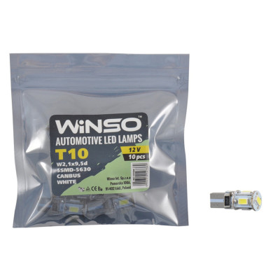 Автолампа Winso LED 12V SMD T10 W2.1x9.5d, 10шт 127360