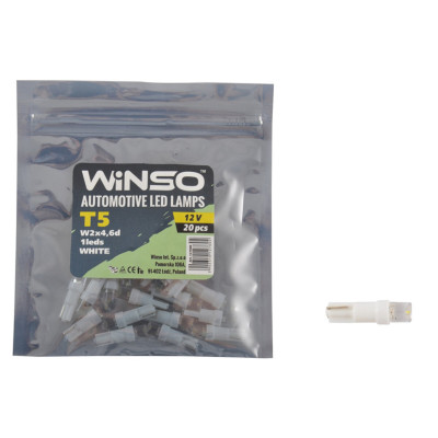 Автолампа Winso LED 12V FLUX T5 W2x4.6d, 20шт 127600