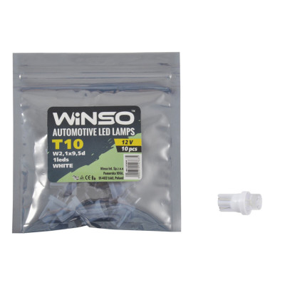 Автолампа Winso LED 12V FLUX T10 W2.1x9.5d, 10шт 127630