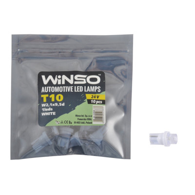 Автолампа Winso LED 24V FLUX T10 W2.1x9.5d, 10шт