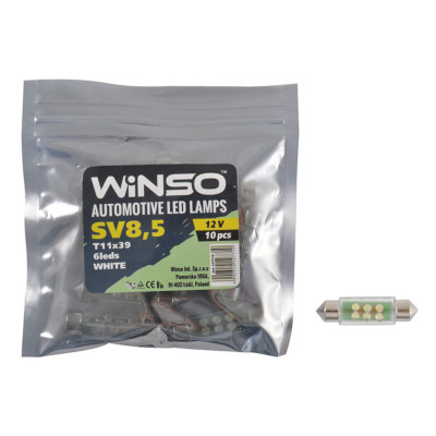 Автолампа Winso LED 12V FLUX SV8.5 T11x39, 10шт