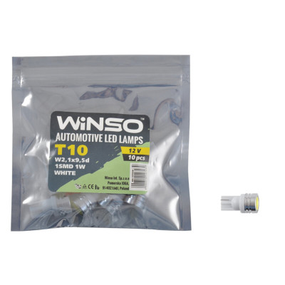 Автолампа Winso LED 12V SMD T10 W2.1x9.5d, 10шт 127230