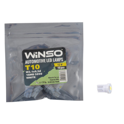 LED автолампа Winso 12V SMD T10 W2.1x9.5d, 10шт 127270