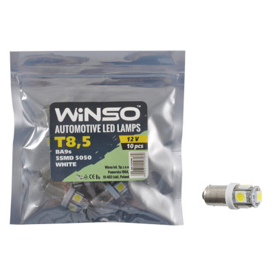 Автолампа Winso LED 12V SMD T8.5 BA9s, 10шт 127260