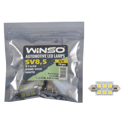 Автолампа Winso LED 12V SMD SV8.5 T11x39, 10шт 127450