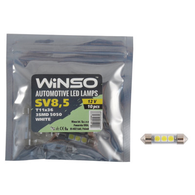 LED автолампа Winso 12V SMD SV8.5 T11x36, 10шт 127460