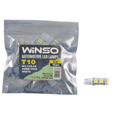 Автолампа Winso LED 12V SMD T10 W2.1x9.5d, 10шт 127380