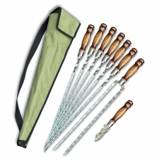 Набір шампурів Ліра 6/1/1 ретро ручка в зеленому чохлі