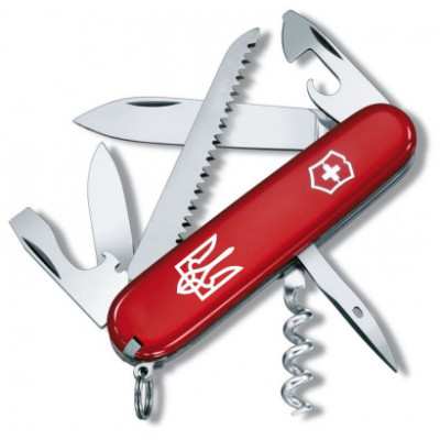 Складаний ніж Victorinox CAMPER UKRAINE Тризуб білий 1.3613_T0010u