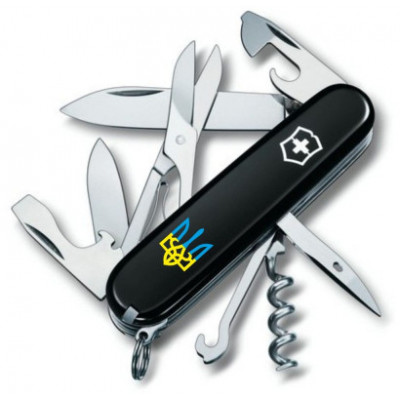 Складаний ніж Victorinox CLIMBER UKRAINE Тризуб синьо-жовт. 1.3703.3_T0016u