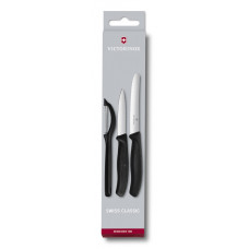 Набір кухонних ножів Victorinox SwissClassic, чорний c овочечисткою 6.7113.31